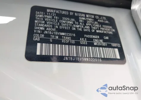 2021 Nissan Rogue Sport Sv Fwd Xtronic Cvt из США, поврежденный, VIN JN1BJ1BV9MW322016